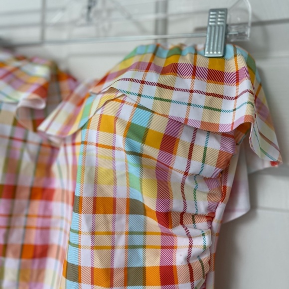 NWT Bleu Rod Beattie Multicolour Plaid Ruffle One-Piece Swimsuit 14 - Picture 3 of 16